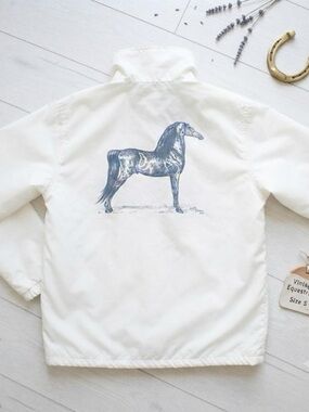 Women’s White Horse-Print Rain Jacket
